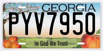 GA license plate PYV7950