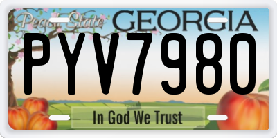 GA license plate PYV7980