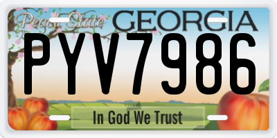 GA license plate PYV7986
