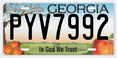 GA license plate PYV7992