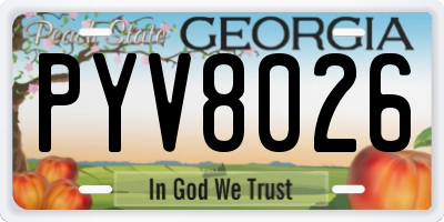 GA license plate PYV8026