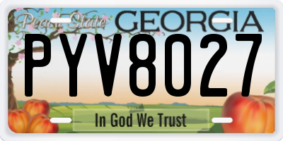 GA license plate PYV8027