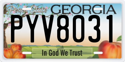 GA license plate PYV8031
