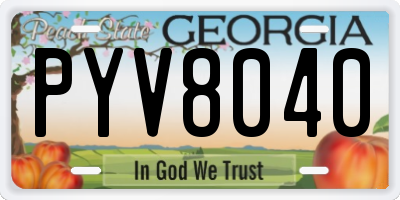 GA license plate PYV8040