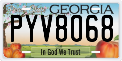 GA license plate PYV8068