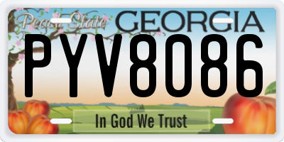 GA license plate PYV8086