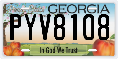 GA license plate PYV8108