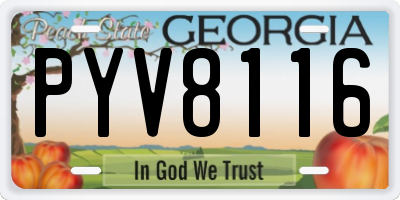 GA license plate PYV8116