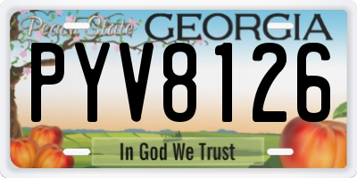 GA license plate PYV8126