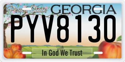GA license plate PYV8130