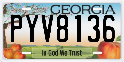 GA license plate PYV8136