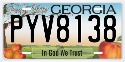GA license plate PYV8138