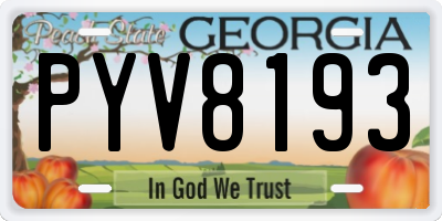 GA license plate PYV8193