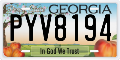GA license plate PYV8194