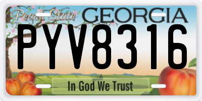 GA license plate PYV8316