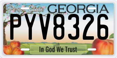 GA license plate PYV8326