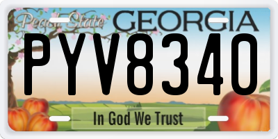 GA license plate PYV8340