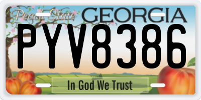 GA license plate PYV8386