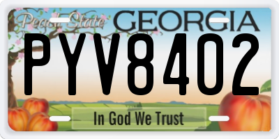 GA license plate PYV8402