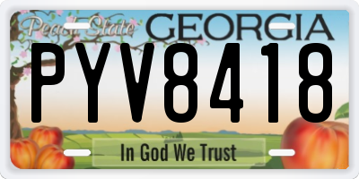 GA license plate PYV8418