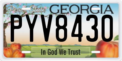 GA license plate PYV8430