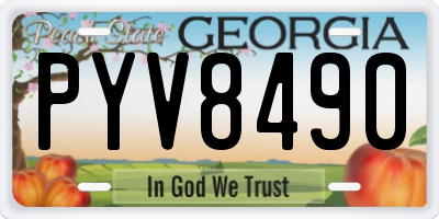 GA license plate PYV8490
