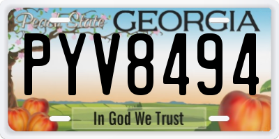 GA license plate PYV8494