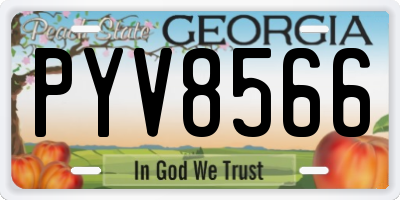 GA license plate PYV8566