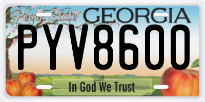 GA license plate PYV8600