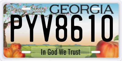GA license plate PYV8610