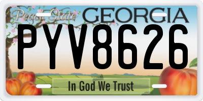 GA license plate PYV8626