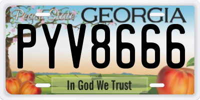 GA license plate PYV8666