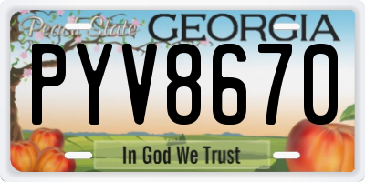 GA license plate PYV8670