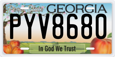 GA license plate PYV8680