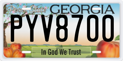 GA license plate PYV8700