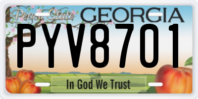 GA license plate PYV8701