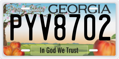 GA license plate PYV8702