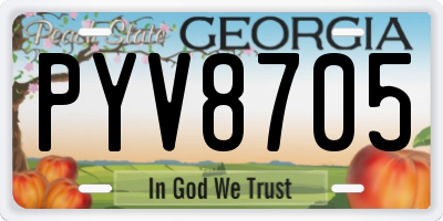 GA license plate PYV8705