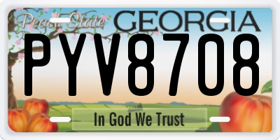 GA license plate PYV8708