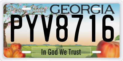 GA license plate PYV8716