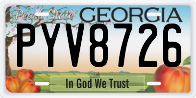 GA license plate PYV8726