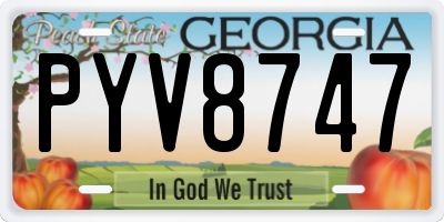 GA license plate PYV8747