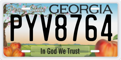 GA license plate PYV8764