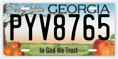 GA license plate PYV8765