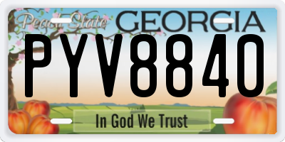 GA license plate PYV8840