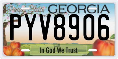 GA license plate PYV8906