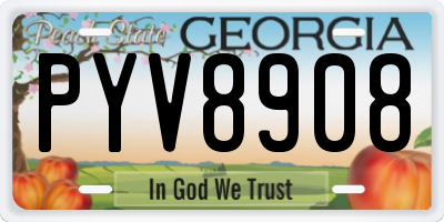 GA license plate PYV8908