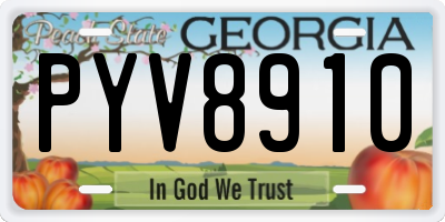 GA license plate PYV8910