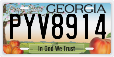 GA license plate PYV8914