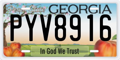 GA license plate PYV8916